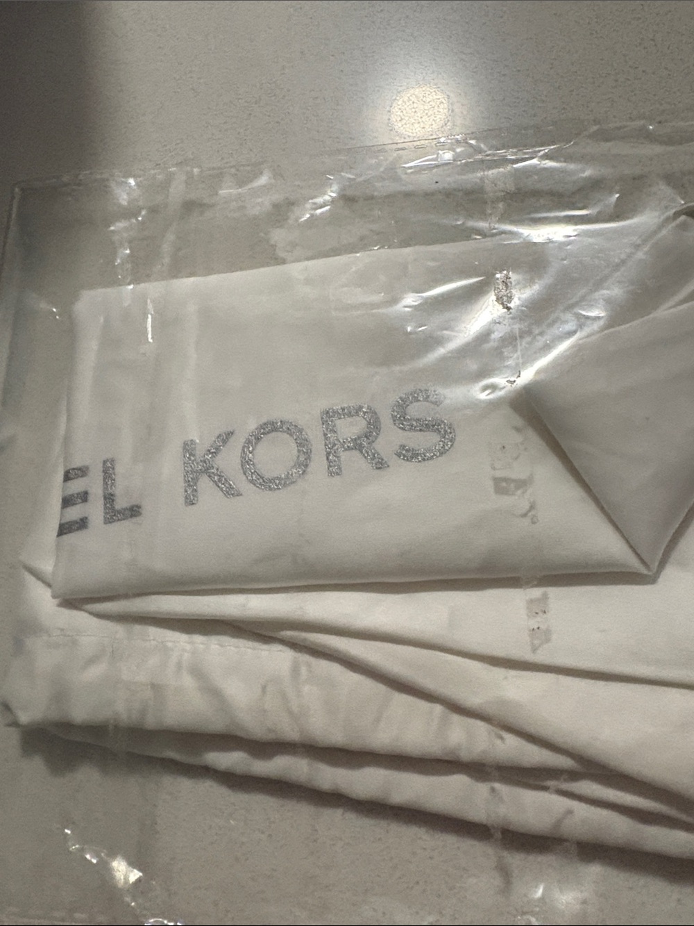 Michael Kors White Dust Bag with Silver Logo NEW